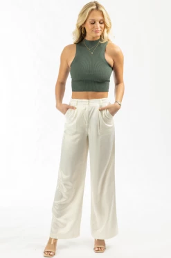 CURRENT AIR IVORY SHIMMER WIDE LEG PANT