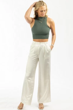 CURRENT AIR IVORY SHIMMER WIDE LEG PANT