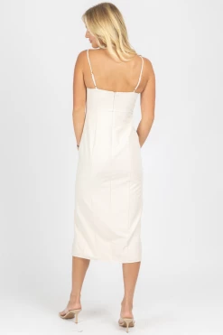LENA OFF WHITE SHIRRED BUST MIDI DRESS NEW ARRIVALS