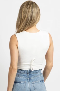 PAPERMOON WHITE CRISS-CROSS FRONT RIBBED TANK NEW ARRIVALS