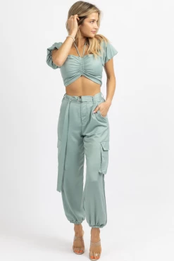 SUNDAY UP JADE CROP + CARGO JOGGER PANT SET NEW ARRIVALS