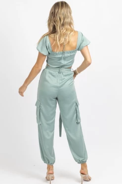 SUNDAY UP JADE CROP + CARGO JOGGER PANT SET NEW ARRIVALS