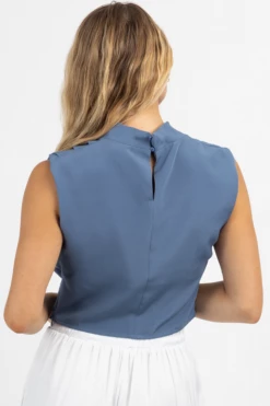 STRUT AND BOLT NEW ARRIVALS JOAH SLATE HIGH COWLED BLOUSE