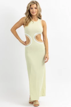FORE COLLECTION KEYLIME CONTRAST BINDED MAXI DRESS