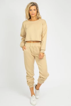 THE FREE YOGA KHAKI FRENCH TERRY JOGGER SET
