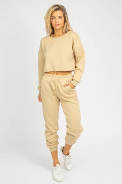 THE FREE YOGA KHAKI FRENCH TERRY JOGGER SET