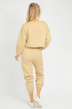THE FREE YOGA KHAKI FRENCH TERRY JOGGER SET