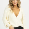 DEE ELLY IVORY PEARL DETAIL CARDIGAN SWEATER