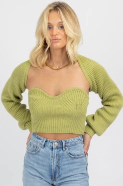 BLUE BLUSH KIWI TUBE TOP + BOLERO SWEATER SET