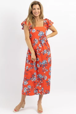 SUGARLIPS KYRAH FLORAL COTTON MIDI DRESS