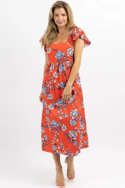 SUGARLIPS KYRAH FLORAL COTTON MIDI DRESS