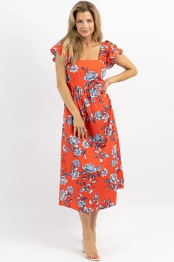 SUGARLIPS KYRAH FLORAL COTTON MIDI DRESS
