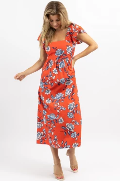SUGARLIPS KYRAH FLORAL COTTON MIDI DRESS