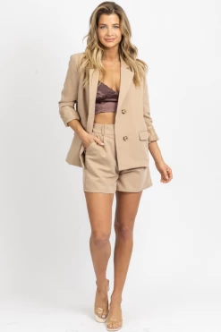 CRESCENT LATTE BLAZER + TROUSER SHORT SET