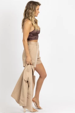 CRESCENT LATTE BLAZER + TROUSER SHORT SET