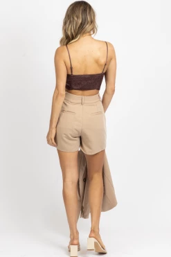 CRESCENT LATTE BLAZER + TROUSER SHORT SET