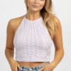 PAPERMOON NEW ARRIVALS LAVENDER KNIT BACKLESS SELF-TIE CROP