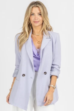 FORE COLLECTION LAVENDER RELAXED SINGLE BUTTON BLAZER NEW ARRIVALS