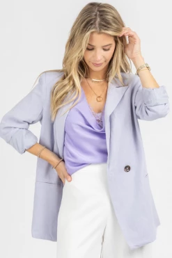 FORE COLLECTION LAVENDER RELAXED SINGLE BUTTON BLAZER NEW ARRIVALS 17 FORE COLLECTION LAVENDER RELAXED SINGLE BUTTON BLAZER NEW ARRIVALS