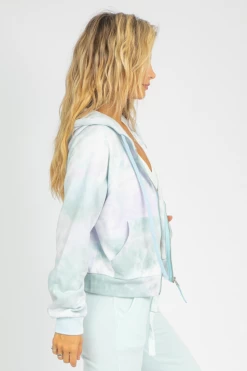 LE LIS LILAC + BLUE ZIPPERED HOODIE CLOTHING