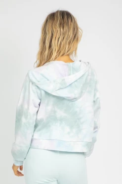 LE LIS LILAC + BLUE ZIPPERED HOODIE CLOTHING