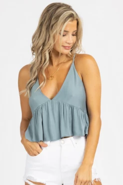 FINAL TOUCH CLOTHING LEAD BLUE CAMI BABYDOLL TOP 7 FINAL TOUCH CLOTHING LEAD BLUE CAMI BABYDOLL TOP
