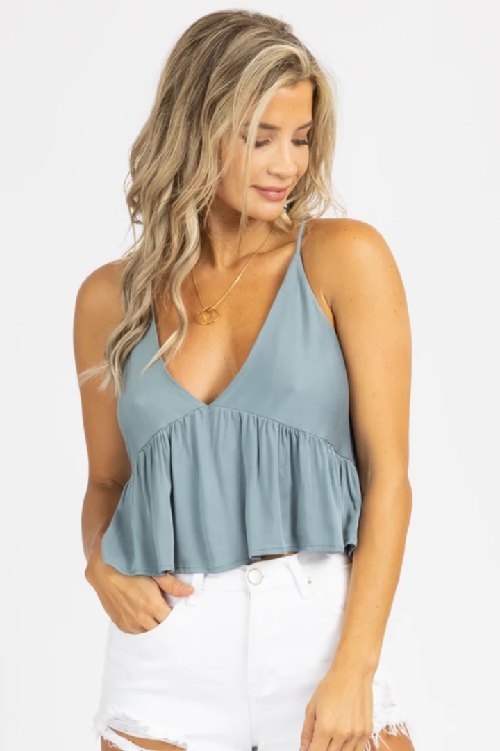 FINAL TOUCH CLOTHING LEAD BLUE CAMI BABYDOLL TOP 3 FINAL TOUCH CLOTHING LEAD BLUE CAMI BABYDOLL TOP