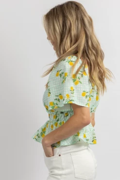 DEE ELLY LEMON SQUEEZE FRILL CROP BLOUSE NEW ARRIVALS