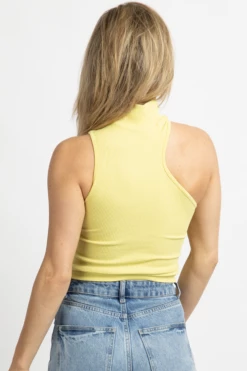 DYNAMIC FASHION LEMONLIME ASYMMETRIC RIBBED TANK NEW ARRIVALS