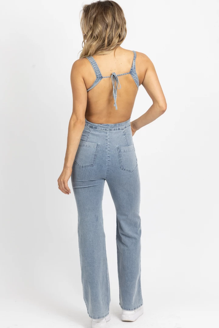 BLUE BLUSH LIGHT DENIM OPEN BACK JUMPSUIT 8 BLUE BLUSH LIGHT DENIM OPEN BACK JUMPSUIT