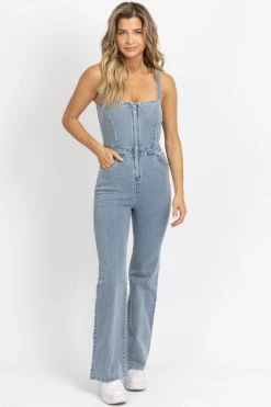 BLUE BLUSH LIGHT DENIM OPEN BACK JUMPSUIT