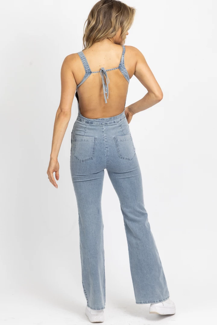 BLUE BLUSH LIGHT DENIM OPEN BACK JUMPSUIT 11 BLUE BLUSH LIGHT DENIM OPEN BACK JUMPSUIT