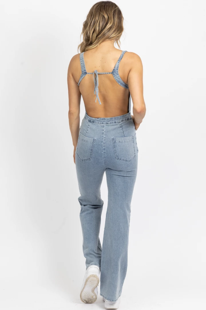 BLUE BLUSH LIGHT DENIM OPEN BACK JUMPSUIT 2 BLUE BLUSH LIGHT DENIM OPEN BACK JUMPSUIT