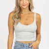 DYNAMIC FASHION LIGHT GREY V-RIBBED SLEEVELESS CROP *BACK IN STOCK* NEW ARRIVALS