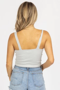 DYNAMIC FASHION LIGHT GREY V-RIBBED SLEEVELESS CROP *BACK IN STOCK* NEW ARRIVALS 7 DYNAMIC FASHION LIGHT GREY V-RIBBED SLEEVELESS CROP *BACK IN STOCK* NEW ARRIVALS