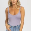 DYNAMIC FASHION BEST SELLERS LILAC VNECK HIGH-CUT RIBBED BODYSUIT *BACK IN STOCK*
