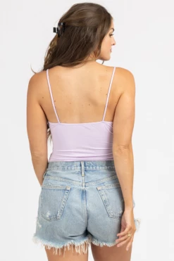 BLUE BLUSH CLOTHING LILAC SHIRRED DETAIL BODYSUIT