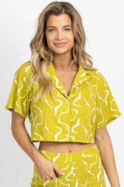 LE LIS LIME LINEN ABSTRACT OPEN-BACK TOP NEW ARRIVALS 17 LE LIS LIME LINEN ABSTRACT OPEN-BACK TOP NEW ARRIVALS