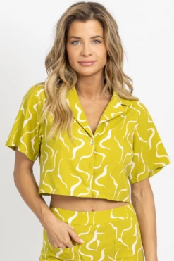LE LIS LIME LINEN ABSTRACT OPEN-BACK TOP NEW ARRIVALS 14 LE LIS LIME LINEN ABSTRACT OPEN-BACK TOP NEW ARRIVALS