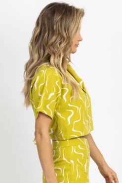 LE LIS LIME LINEN ABSTRACT OPEN-BACK TOP NEW ARRIVALS 16 LE LIS LIME LINEN ABSTRACT OPEN-BACK TOP NEW ARRIVALS