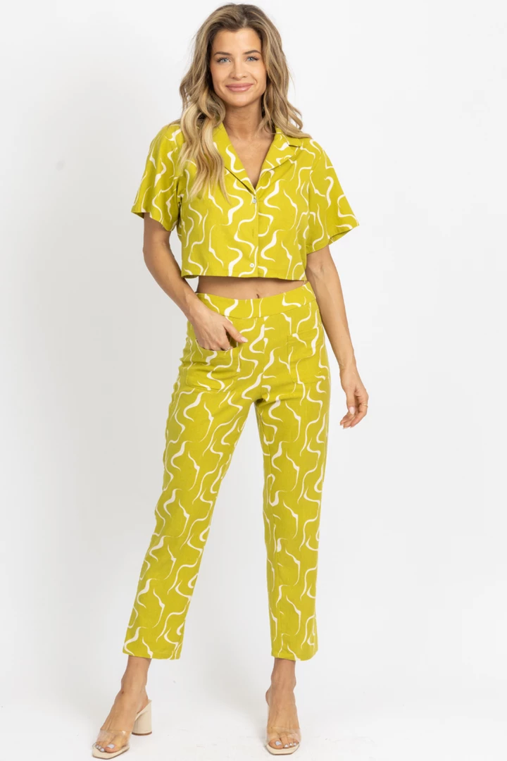 LE LIS LIME LINEN ABSTRACT OPEN-BACK TOP NEW ARRIVALS 2 LE LIS LIME LINEN ABSTRACT OPEN-BACK TOP NEW ARRIVALS