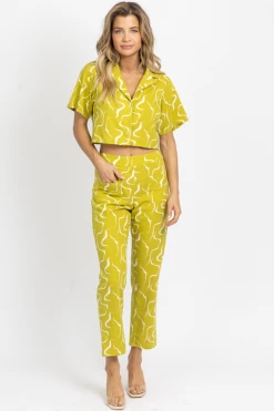 LE LIS LIME LINEN ABSTRACT OPEN-BACK TOP NEW ARRIVALS 23 LE LIS LIME LINEN ABSTRACT OPEN-BACK TOP NEW ARRIVALS