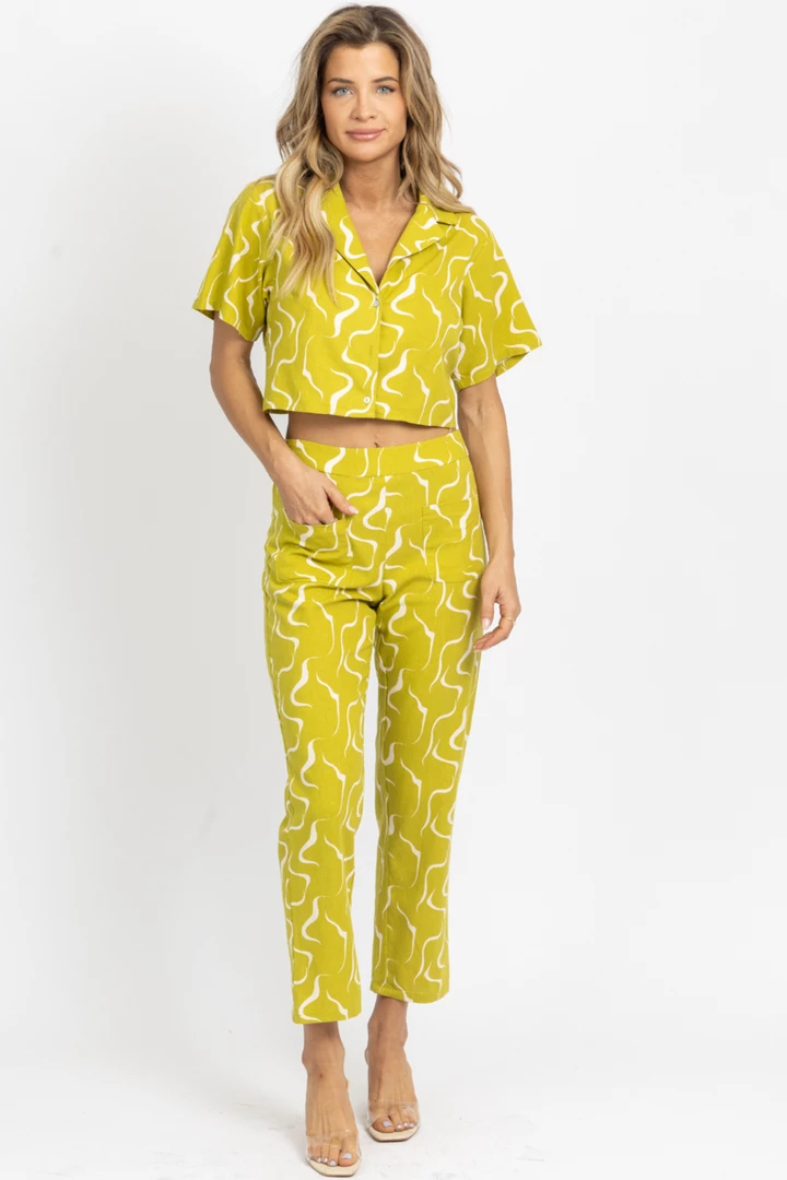 LE LIS LIME LINEN ABSTRACT OPEN-BACK TOP NEW ARRIVALS 12 LE LIS LIME LINEN ABSTRACT OPEN-BACK TOP NEW ARRIVALS