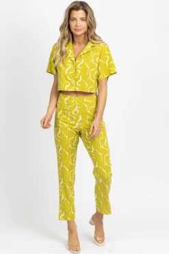 LE LIS LIME LINEN ABSTRACT OPEN-BACK TOP NEW ARRIVALS 22 LE LIS LIME LINEN ABSTRACT OPEN-BACK TOP NEW ARRIVALS