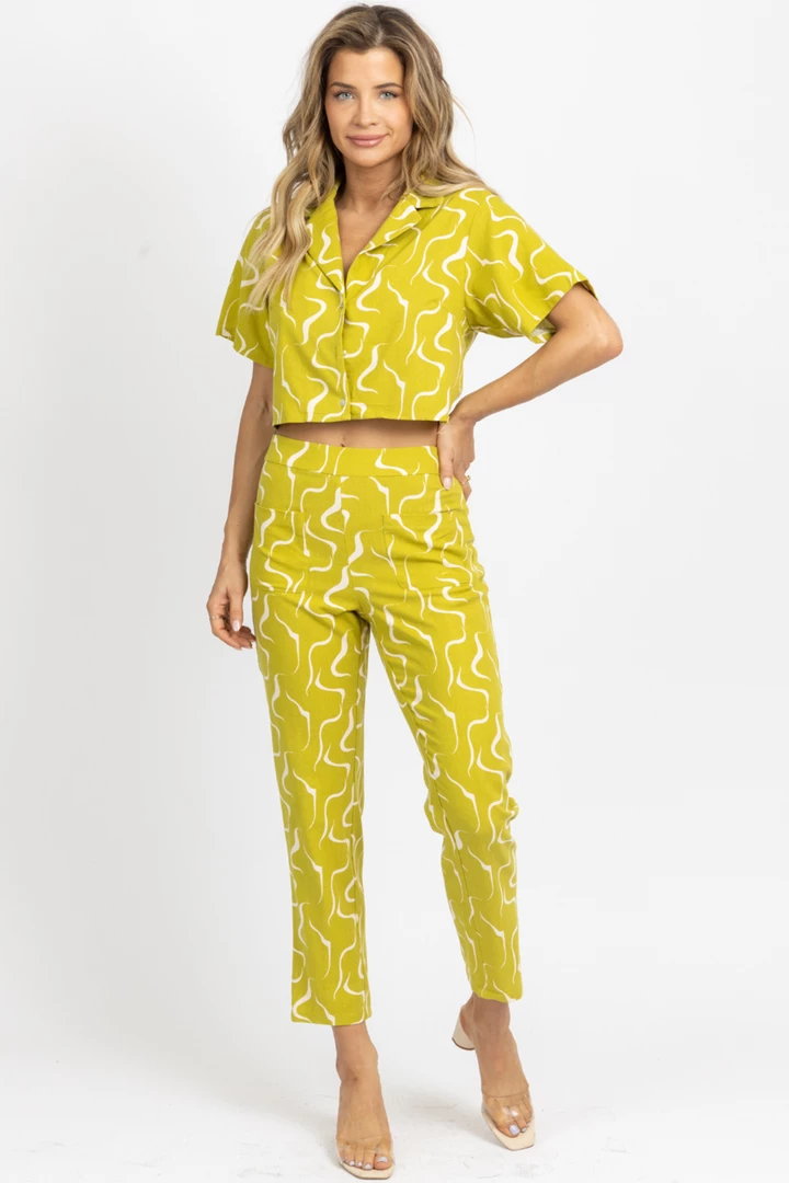 LE LIS LIME LINEN ABSTRACT OPEN-BACK TOP NEW ARRIVALS 10 LE LIS LIME LINEN ABSTRACT OPEN-BACK TOP NEW ARRIVALS