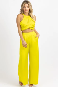DO + BE LIME DROP CROP + WIDE LEG PANT SET *BACK IN STOCK*