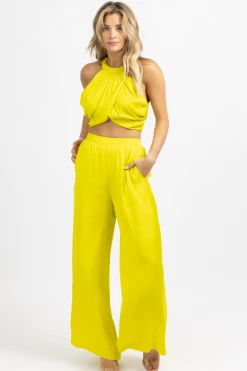 DO + BE LIME DROP CROP + WIDE LEG PANT SET *BACK IN STOCK*