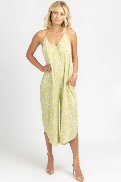 ENDLESS BLU LIME FLORAL RELAXED POCKET JUMPSUIT CLOTHING