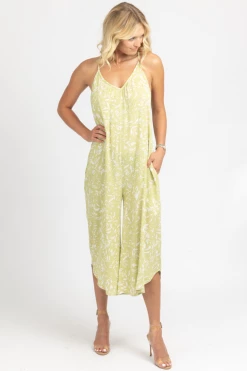 ENDLESS BLU LIME FLORAL RELAXED POCKET JUMPSUIT CLOTHING