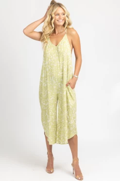 ENDLESS BLU LIME FLORAL RELAXED POCKET JUMPSUIT CLOTHING